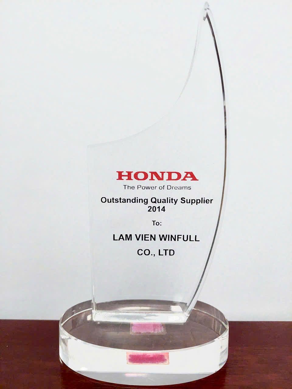 Outstanding Quality Supplier 2014 Honda